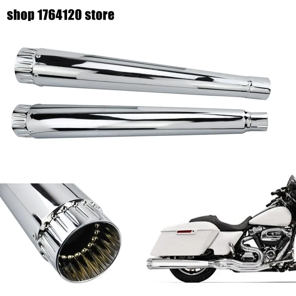 

Megaphone Slip-On Mufflers Exhaust Pipes Chrome Exhaust Pipes For Harley Touring Road King Electra Glide FLTRX FLHX 2000-2020