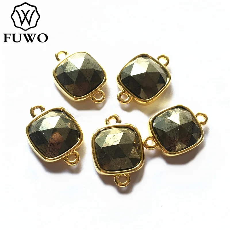 FUWO Tiny Square Charms 12 มม.ธรรมชาติ Malachite Labradorite พลอยอเมทิสสีชมพูควอตซ์ Sunstone สำหรับเครื่องประดับทำ PD302