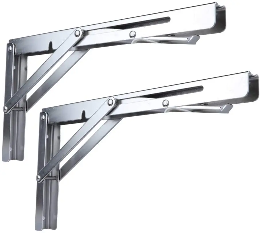 2X Folding Shelf  Table Bracket - Bench Folding Shelf or Bracket, Max. Load 330lbs (Long Release Handle)