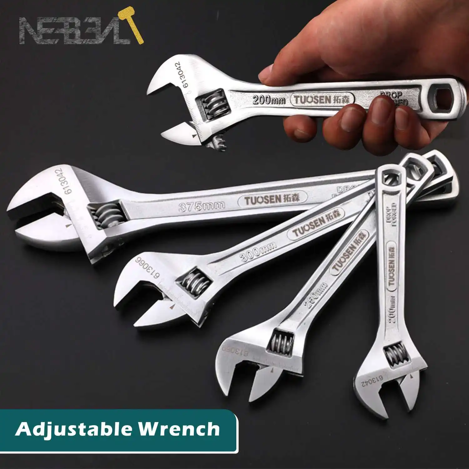 

8" 10" 12" 15" Adjustable Wrench Aluminium Alloy large Open Wrench Universal Spanner Repair Tool for Water Pipe Screw