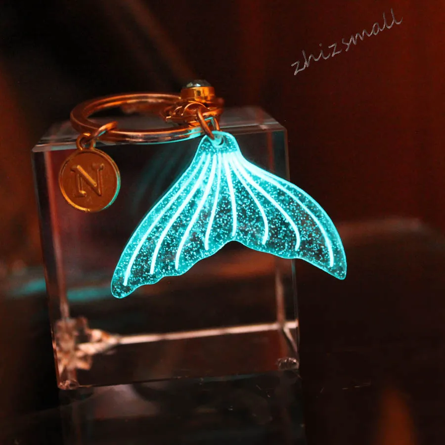 New Mermaid Tail Fishtail Crystal Bag Pendant Keychain Glow In The Darkness Charming Fashion Jewelry Mermaid A-N