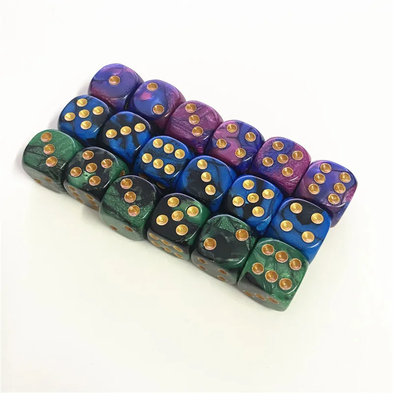 6 Pcs/lots 16MM D6 Rounded Colourful Double Color Dice for DND RPG Portable Board Game As Gift