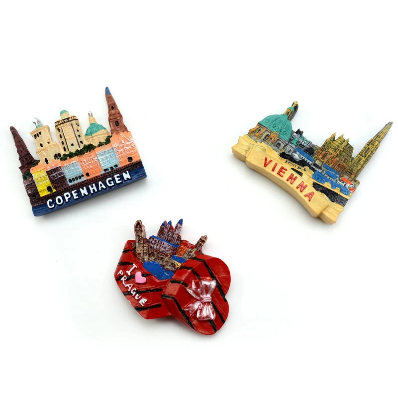 fridge magnet Denmark Thailand elephant Norway Vienna Prague Czech Austria resin refrigerator magnetic souvenirs room decoration