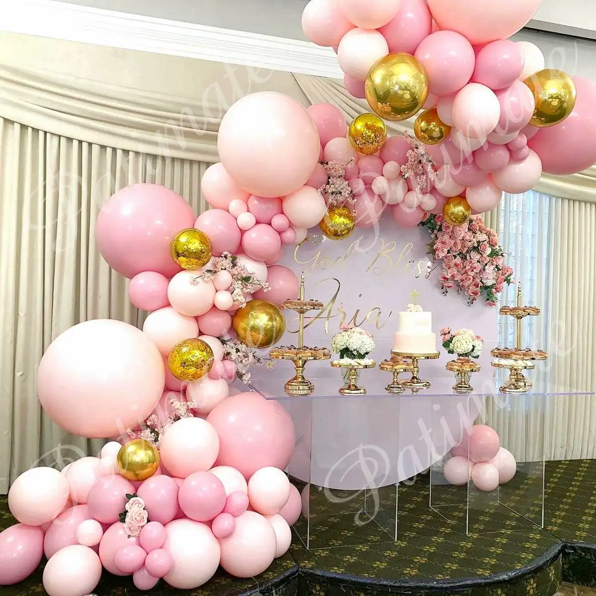 Macaron różowy balon Garland Arch zestaw ślub dekoracja urodzinowa dzieci Globos różowe złoto konfetti lateksowy balon Baby Shower