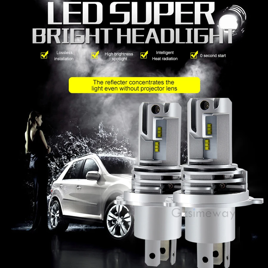 2Pcs H7 led light H1 H8 H11 9005 9006 HB4 HB3 H4 led headlight bulb for car ZES chip 11000LM 6000K auto lamp H3 H9 fog light 12V