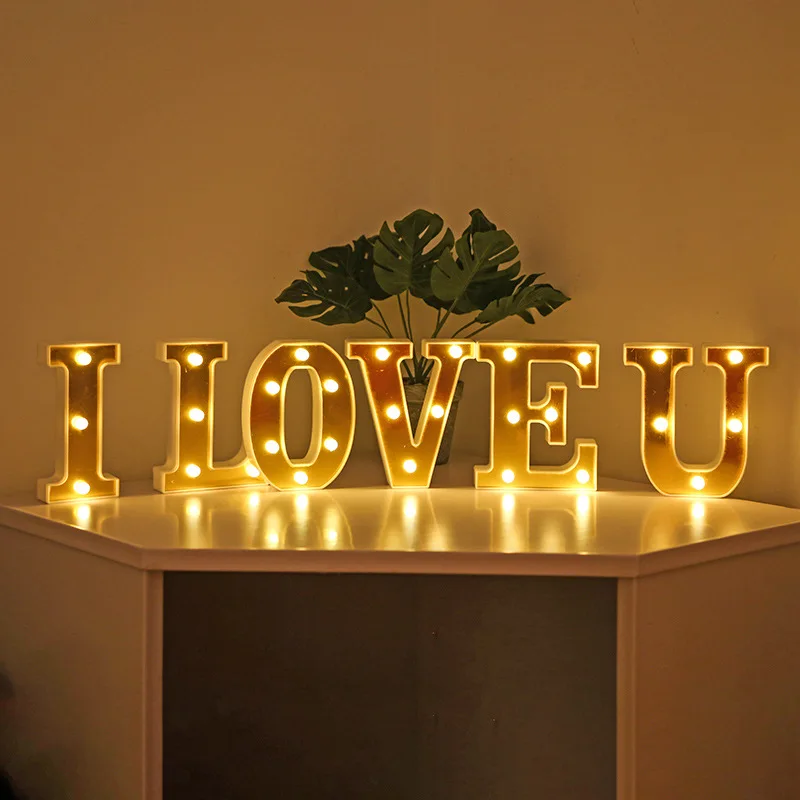 22cm LED Letter Number Night Fariy Light Creative Alphabet Number Battery Lamp Romantic Wedding Adult Birthday Party Decoration