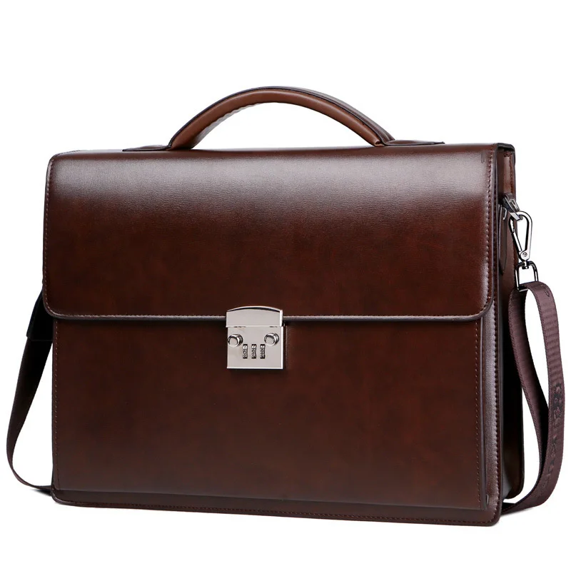 

New Male Computer Package Bring Password Lock Briefcase Diagonal Genuine Leather Bag Men Messenger Luxury Handbags High-quality