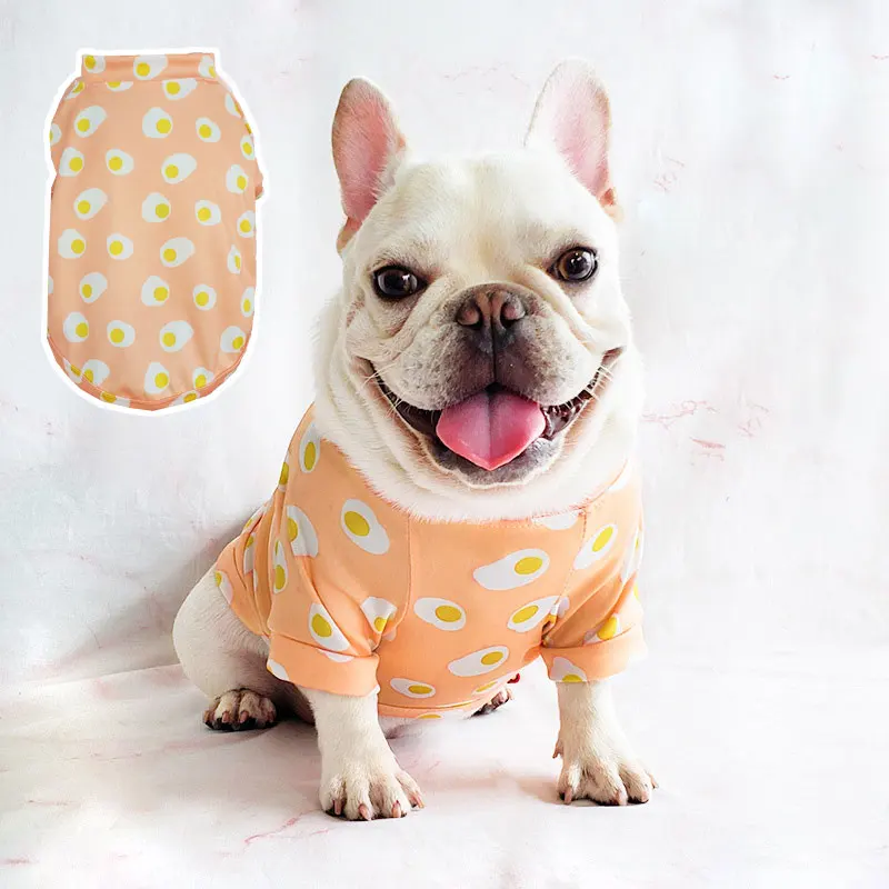 Cartoon Cute Breathable Dog Vest Printing Soft Summer Puppy Clothes for Small Dogs Fashion Pet Short Sleeve for French Bulldog