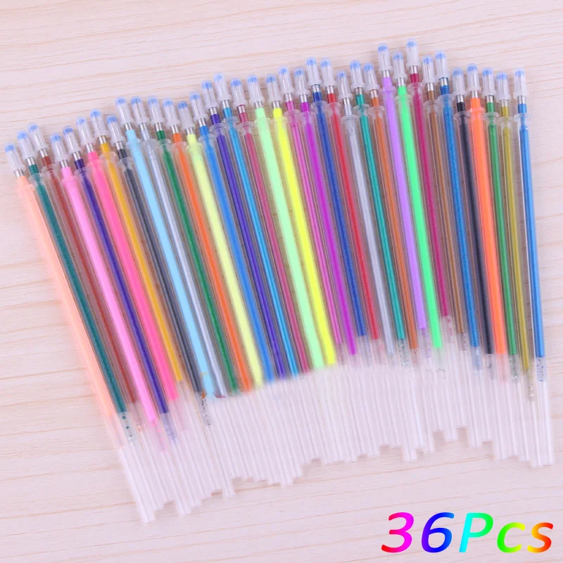 12, 24, 36, 48 Colors A Set Flash Ballpoint Gel Pen Highlighters Refill Color Full Shinning Refills Painting Ball Point Pen