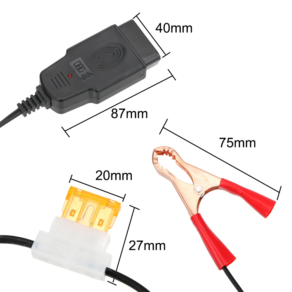 OBD 2 Cable Clip Auto Emergency Power Supply Cable Automotive OBD2 Battery Change Tools Car Computer ECU Memory Saver Universal