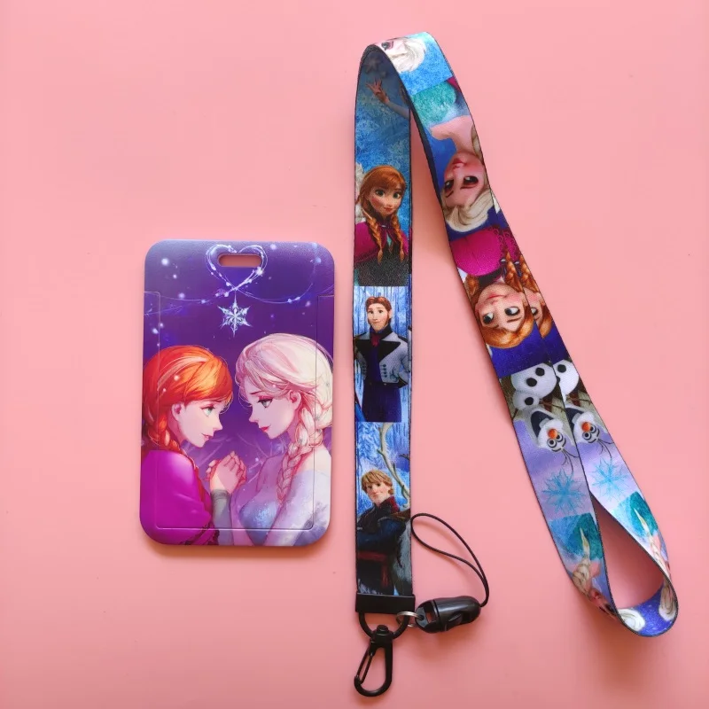 Disney Gefrorene Druck Bank Karte Halter Business Abzeichen Karte Fall Rahmen ABS Mitarbeiter Fall Abdeckung Student Lanyard ID Karte Halter