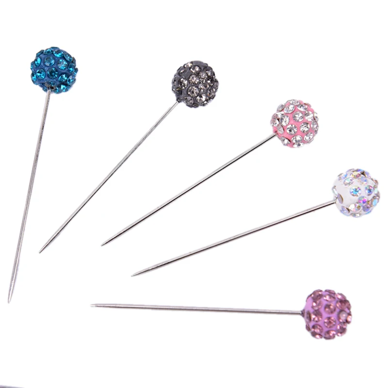 12/30Pcs  Fashion Crystal Ball Brooch Pin Muslim Hijab Scarf Pins Scarf Clip Wedding Pin For Women Hijab Pins With Hat