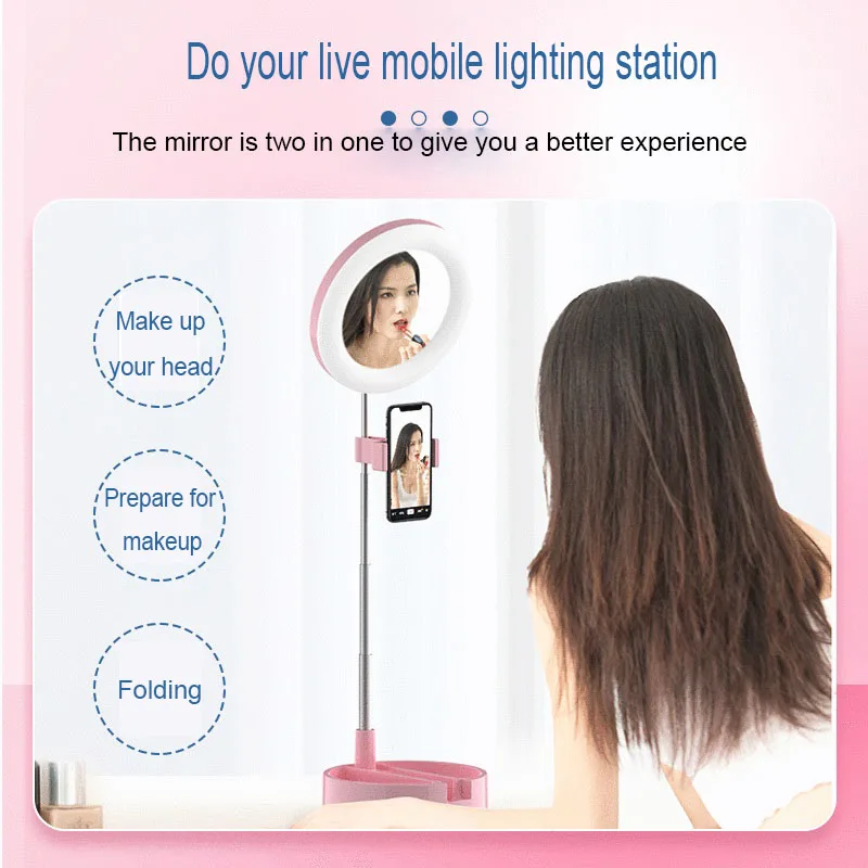 LED Selfie Lamp G3 Folding Telescopic Live Broadcast Fill Light Storage Type Self Portrait Beauty Cosmetic Mirror Fill-In Light