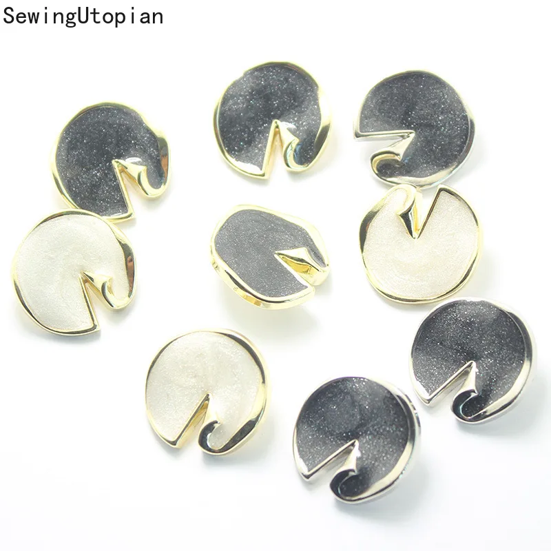 10PCS Notched Silver Powder Glue Dropping Metal Buttons High-grade Windbreaker Suit Button Special-shaped Non Fading 15-25mm