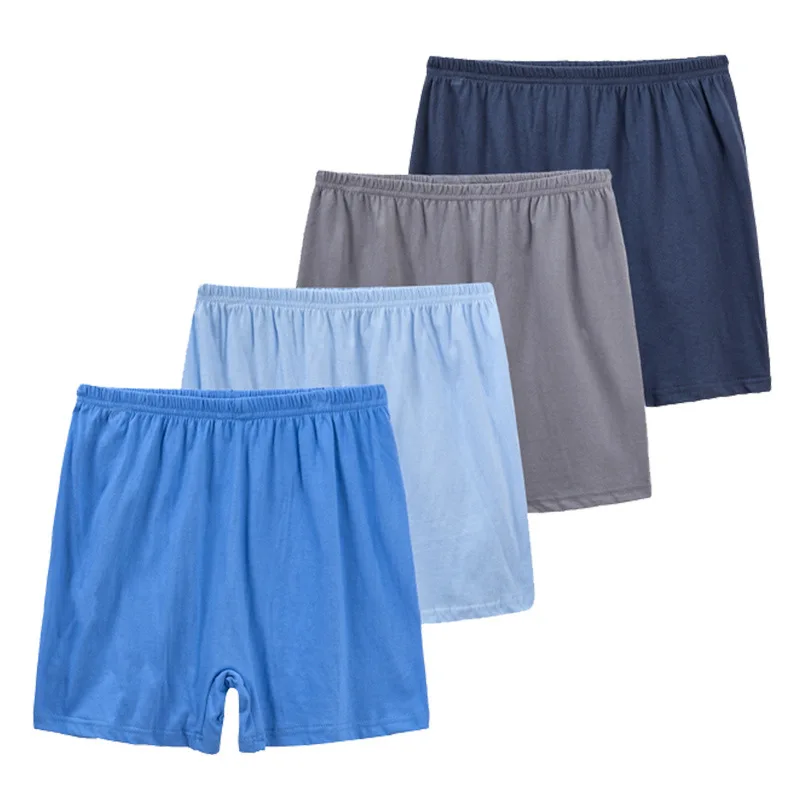 Boxers de algodão monocromático respirável masculino, cuecas domésticas, shorts boxer macios, calcinha masculina solta para o papai