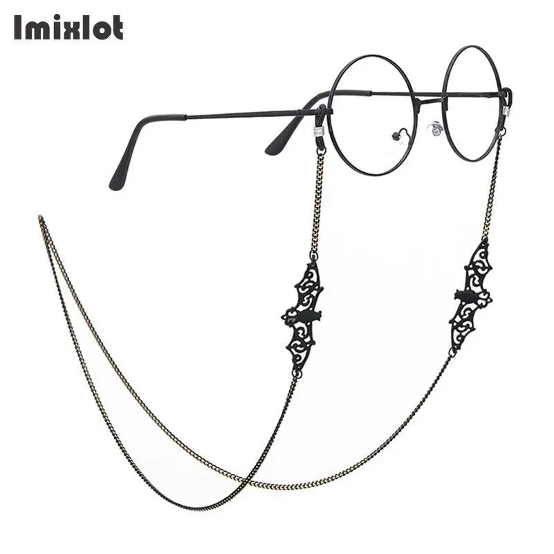 

Retro Black Bat Eyeglass Chain Lanyard Strap Necklace Metal Sunglasses Spectacles Chain Holder Cord Reading Glasses Strap