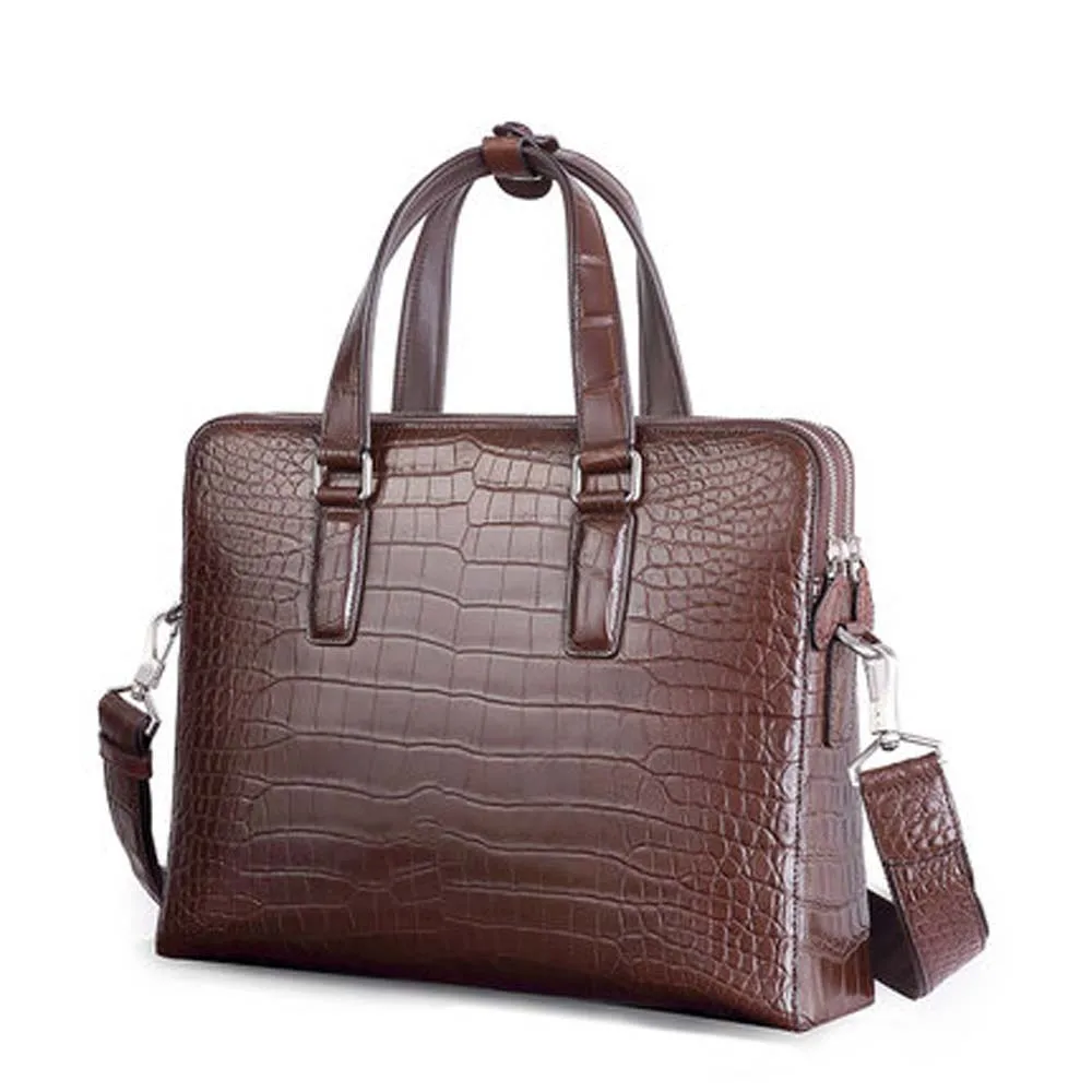 ouluoer new arrival Thailand  crocodile leather handbag  male  business men briefcase  high One shoulder Big bag men handbag