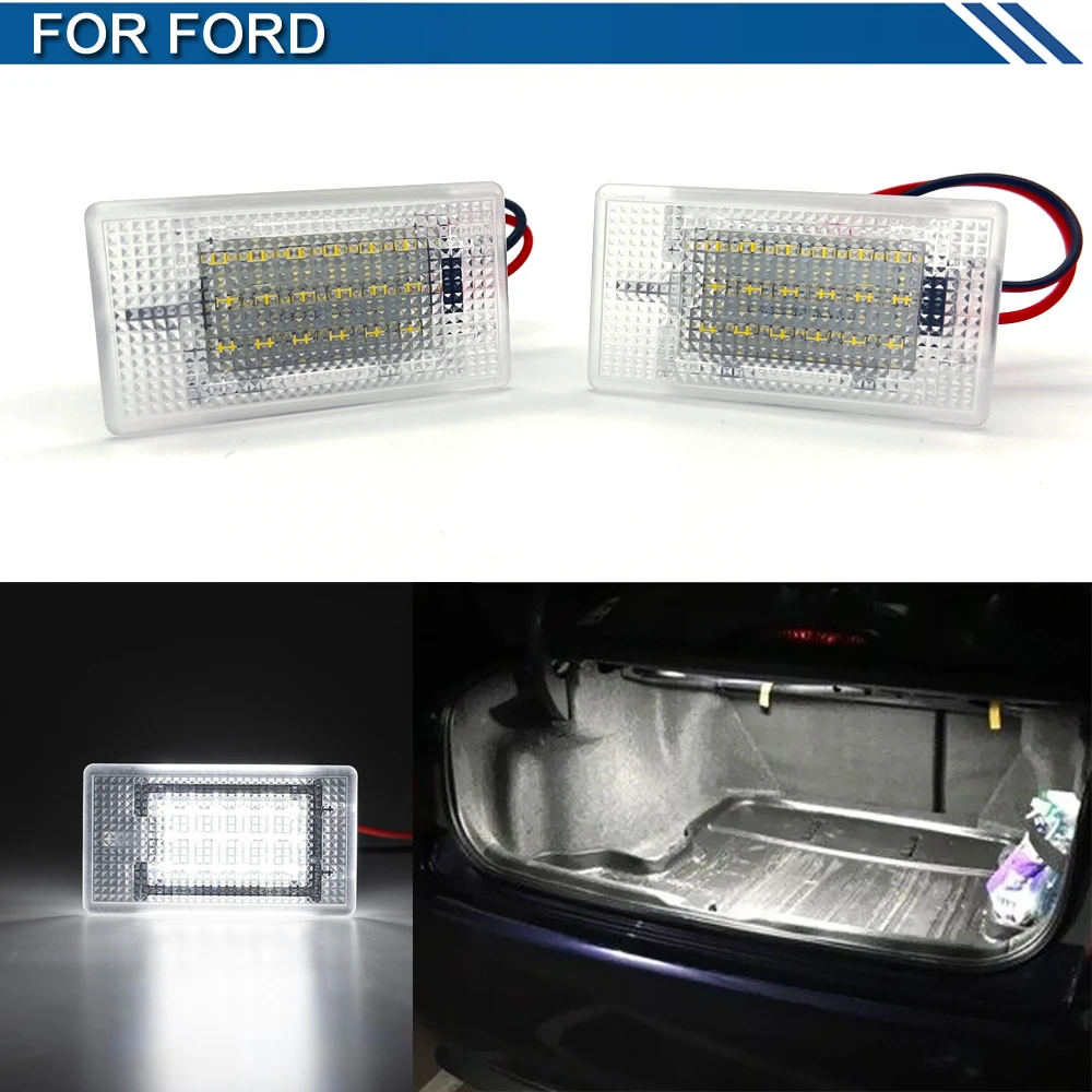 2Pcs Error Free White LED Luggage Trunk Lights Luggage Compartment Lamp For Ford B-Max C-Max S-Max Cougar EcoSport Escort Figo