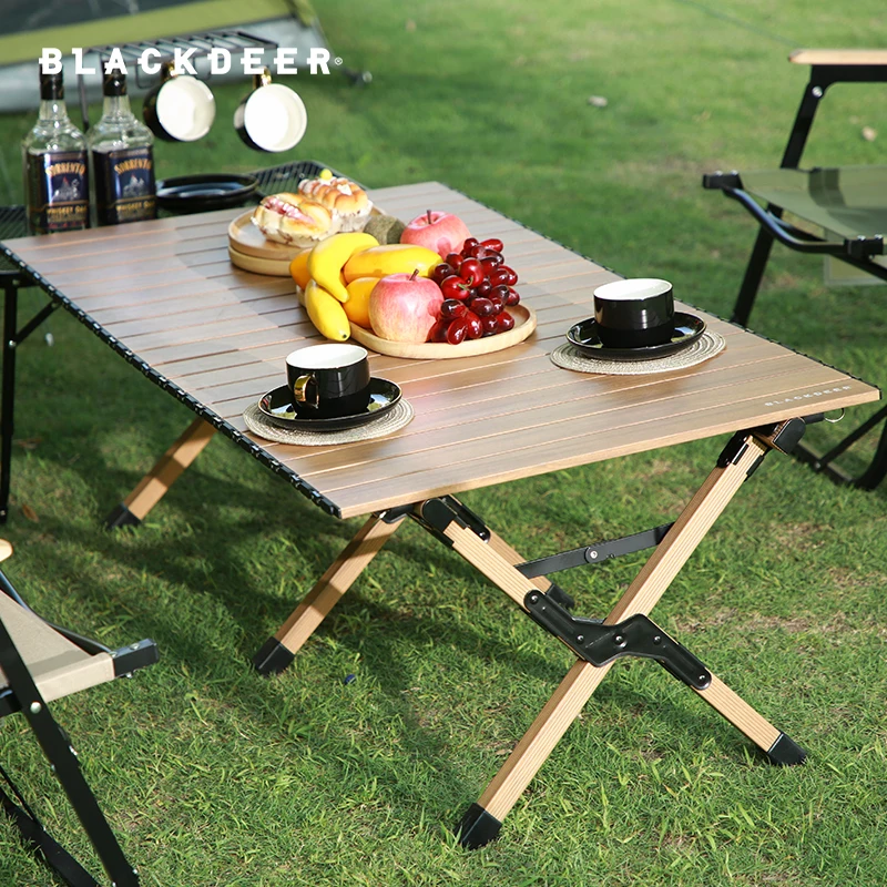 BLACKDEER Imitation Wood Aluminum Table Folding Aluminum Alloy Camping Family Picnic Table 120