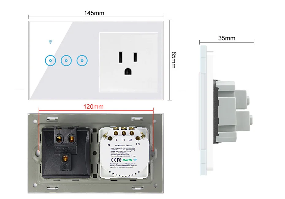 Imagem -05 - Tuya Casa Inteligente Tomada de Parede Eua Tomada Elétrica 16a wi fi Interruptor Toque Inteligente Compatível Alexa Google Casa Gang