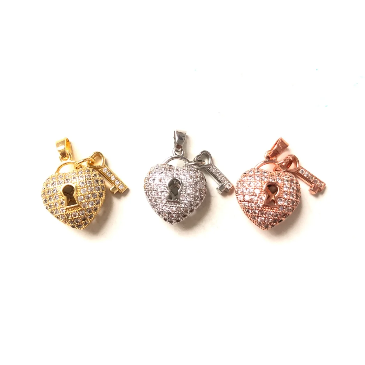 5pcs Key Lock Heart Charms for Women Bracelet Making Girl Necklace Keychain Pendants for Handmade Craft Jewelry Accessory Supply