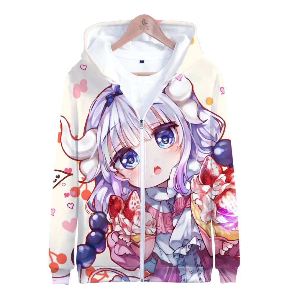 Miss Kobayashi's Dragon Maid Kobayashi Toru Kanna 3D print autumn winter  Holiday passionate style Men/Women Kawaii Zip hooded