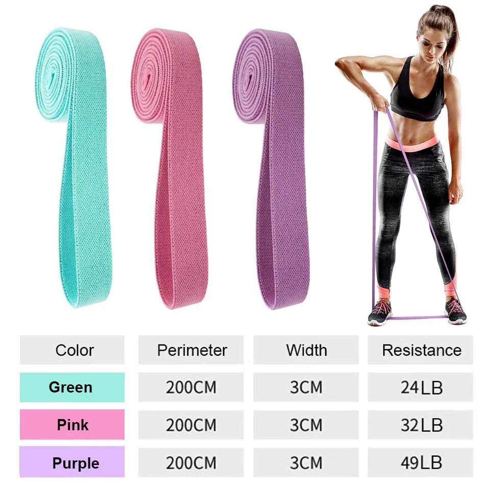 CoolFit Fitness Resistance Bands Workout Hip Loop Elastic Exercise Band Gum Sport Yoga Strength Non-Slip For Leg Home Equipment