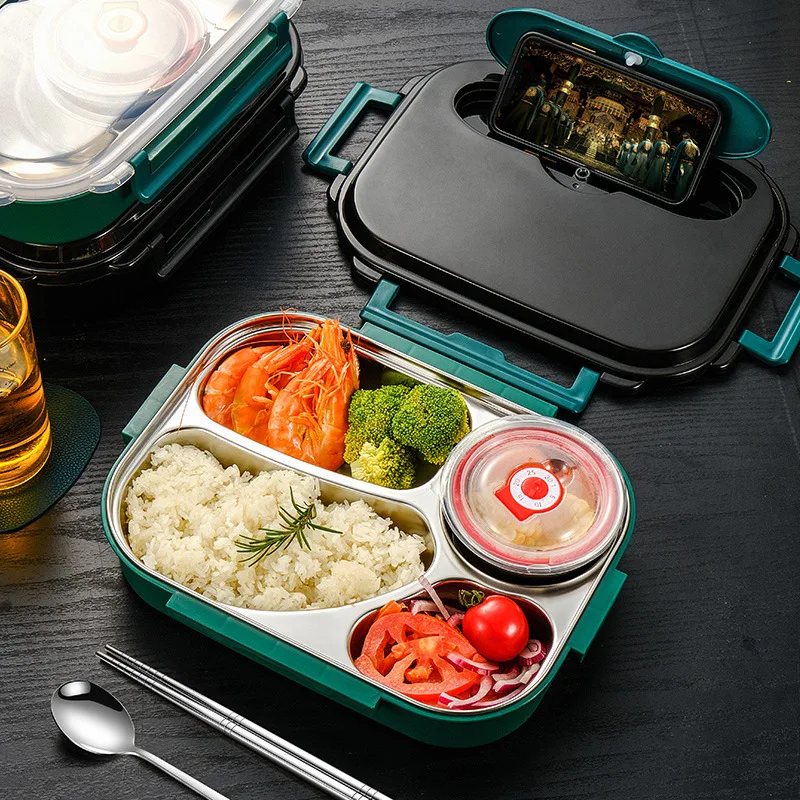 Stainless Steel Bento Box With Soup Cup Food Storage Containers Kids Thermal Lunch Box For Women School Japanese Food Snacks Box