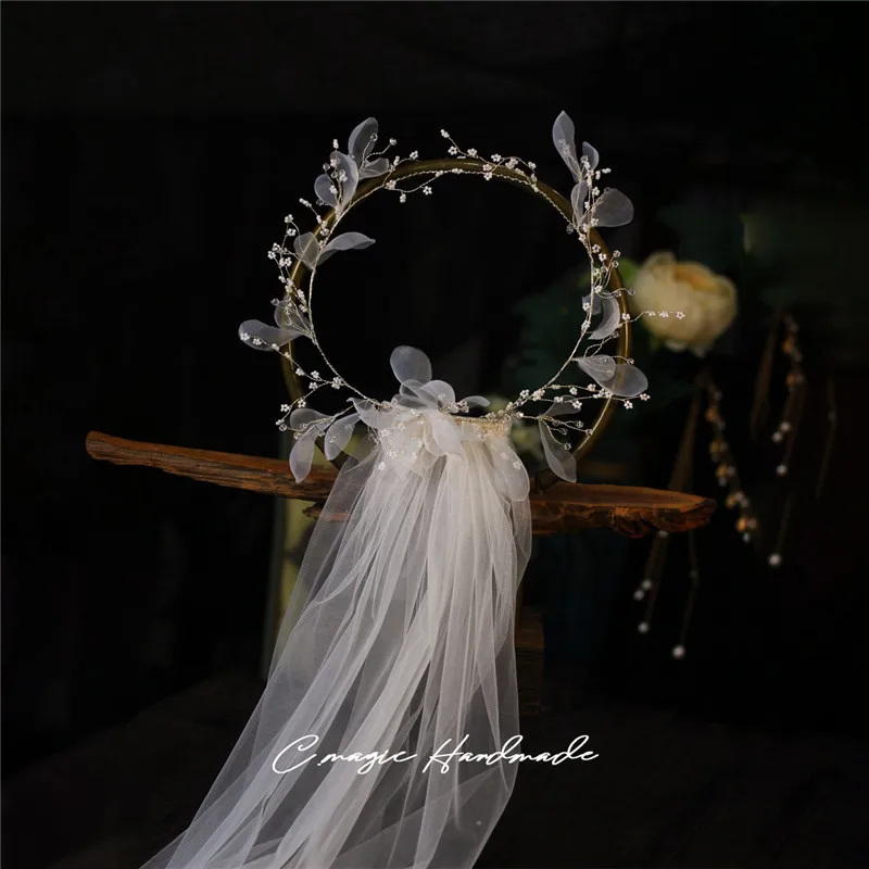 CC Velo Da Sposa Corona Corona di Fiori Da Sposa Veli Elegante Gioelleria Raffinata E Alla Moda Accessori Per Le donne La Sposa Morbido Lane E Filati Romantico Fai Da Te V667