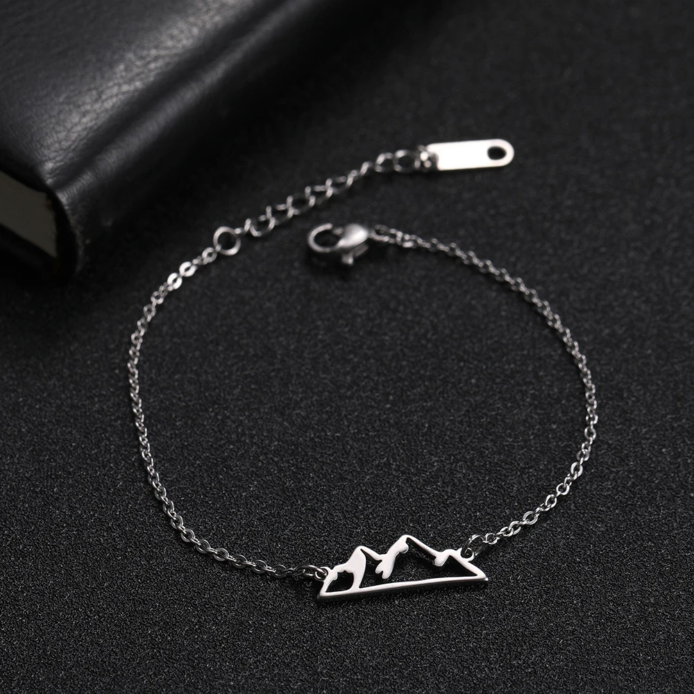 Cazador Trendy Stainless Steel Mountain Charm Bracelet for Women Peak Couple Bracelet on Hand Jewelry 2024 Gift Wholesale New