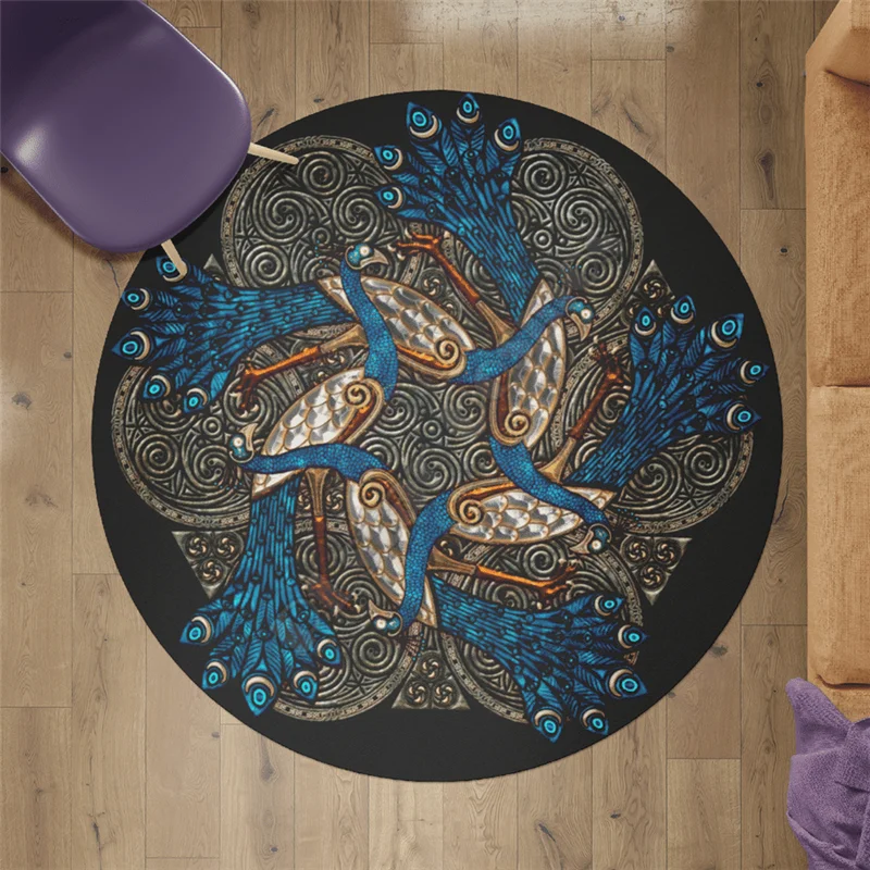 Viking Circle Rug Round shape Floor Mat 3D Printed Rug Non-slip Mat Dining Living Room Soft Bedroom Carpet 07