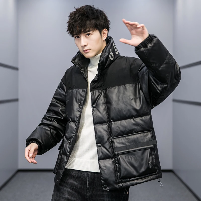 Down jacket men 2021 new winter coat male trend INS versatile thickened warm clothes white duck down loose bread coat for office