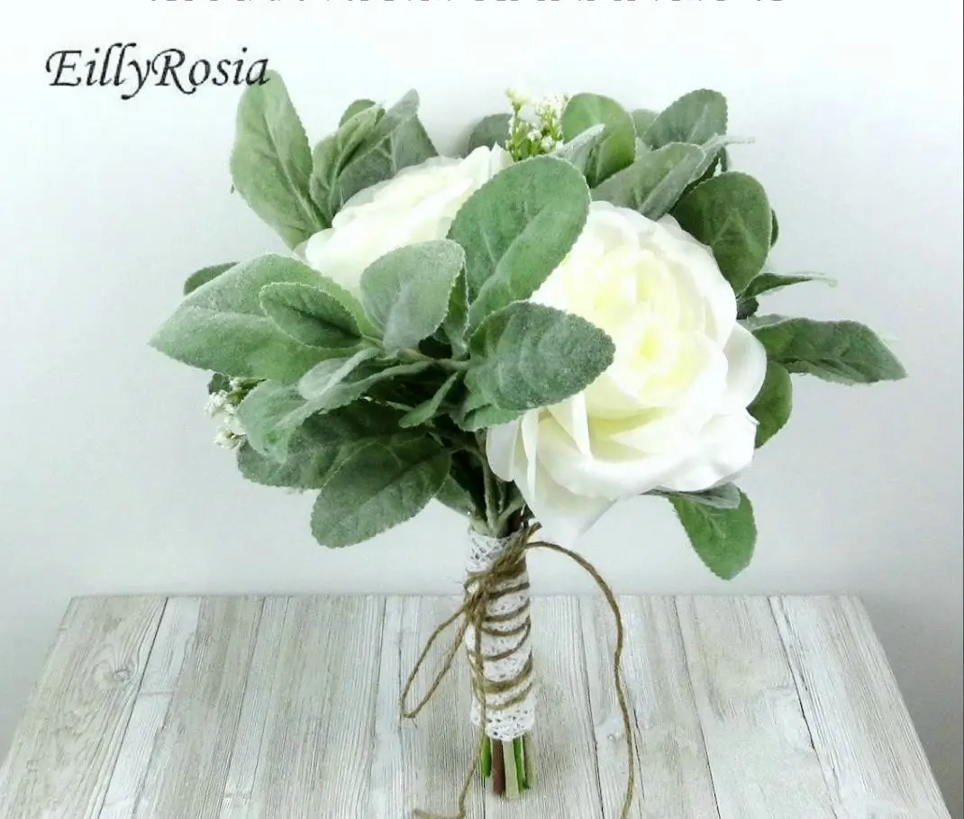 EillyRosia-ramo de novia blanco y verde, flores de boda sencillas para dama de honor a juego, conjunto de colección de boda, novedad