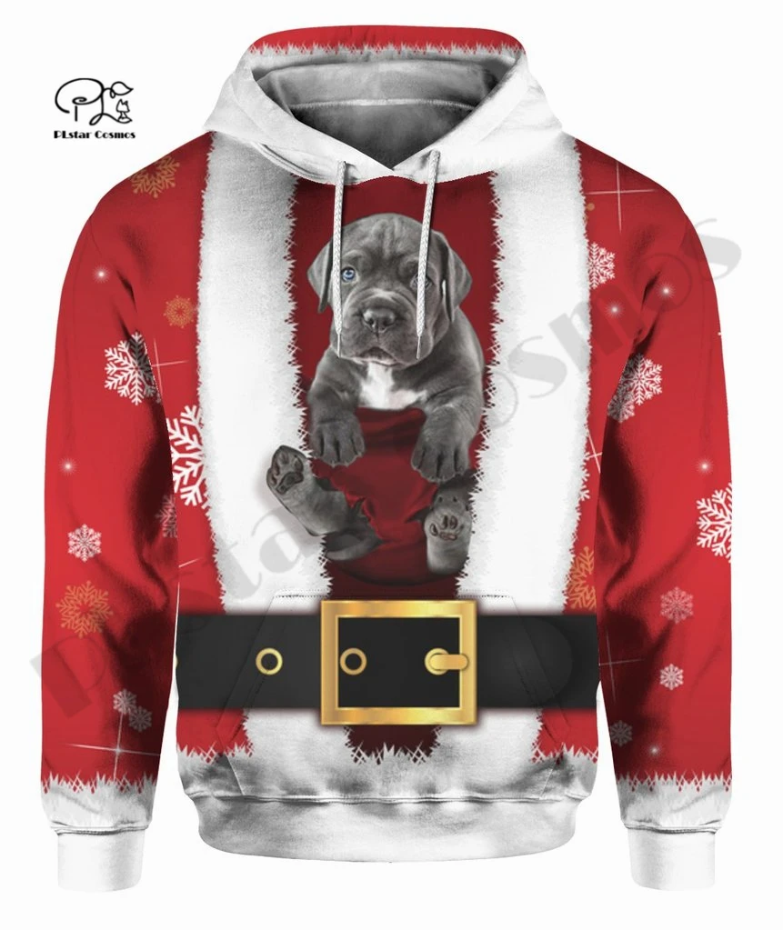 

PLstarCosmos 3Dprinted Newest BLACK BULL DOG Santa Animal Harajuku Casual Streetwear Funny Unique Unisex Hoodies/Sweatshirt/Zip