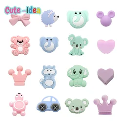 Leuke-Idee Baby Siliconen Kralen 5Pcs Cartoons Dier Tandjes Bijtringen Zuigeling Verpleging Fopspeen Keten Accessoires Baby Goederen Speelgoed