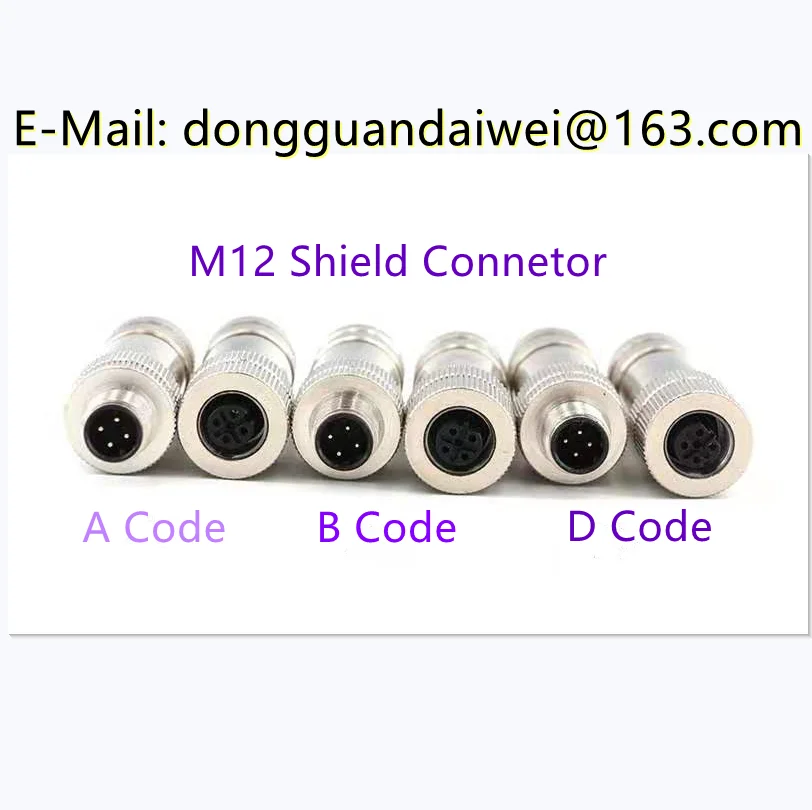 M12 Aviation Sensor Connector Metal Plug Head Ethernet EtherCat Profinet Shield IP67 Gold Plated 4 5 8Pins A/B/D Core Eletrical