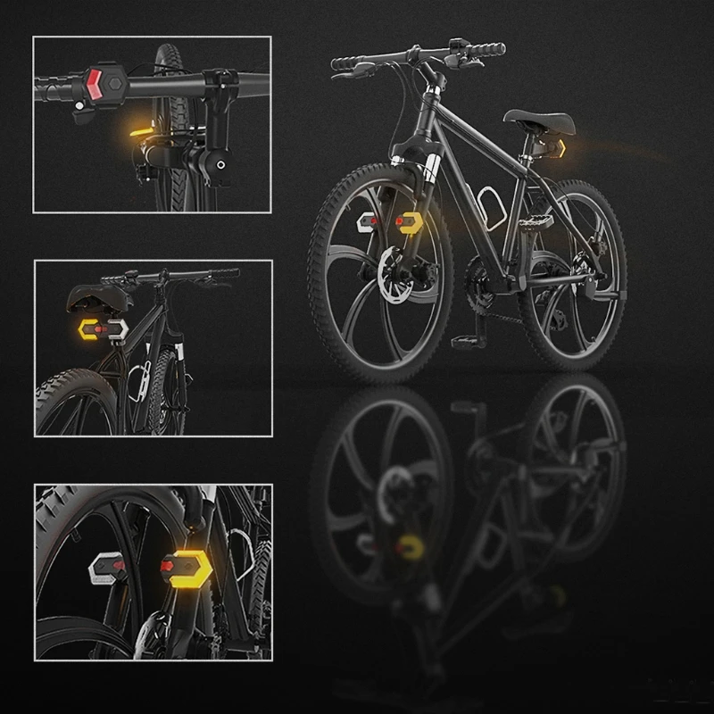 Bike Turn Signals Front and Rear Light with Smart Wireless Remote Control Bicycle Taillight for Cycling Warning Lamp