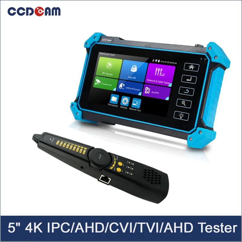 

5INCH CCTV Tester IPC-5000 5100 5200 Plus Full 8MP IP CVI TVI AHD SDI Analog 6 IN 1 VGA & 4K HDMI Input Cable Tracer