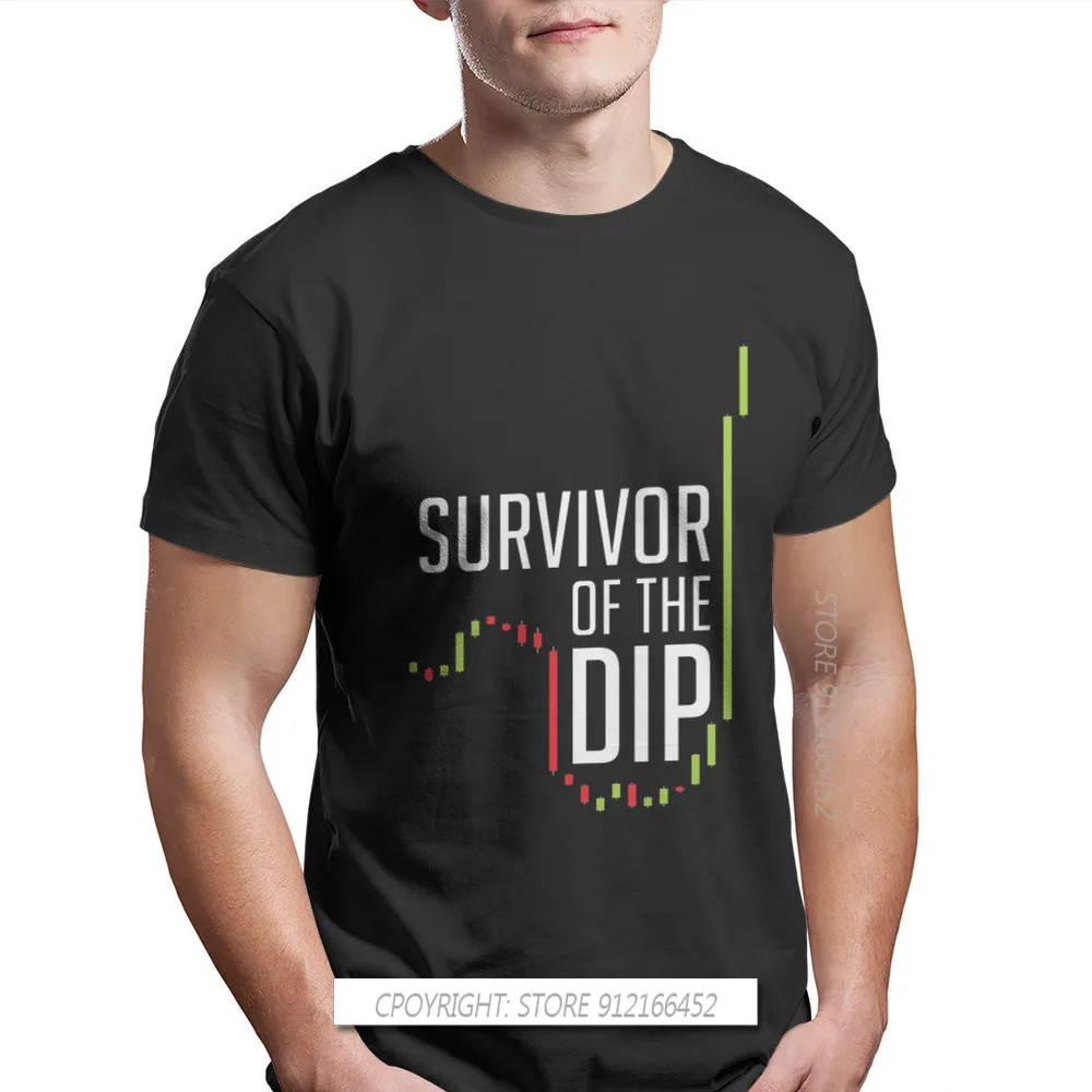 Survive The Dip Crew Neck Men TShirt Bitcoin Cryptocurrency Miners Meme Fabric Original T Shirt Man\'s Tops Fashion Plus Size