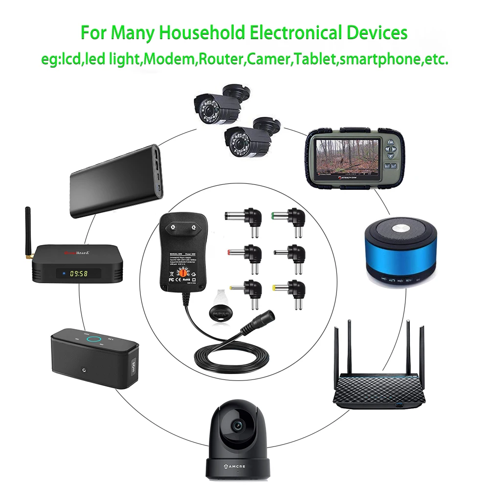 Caricabatterie adattatore universale 30W 3V 4.5V 5V 6V 7.5V 9V 12V 2a 2,5 a adattatore ca/cc adattatore di alimentazione regolabile