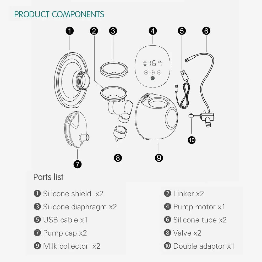 Double Electric Breast Pump Charged Easy Carry Outdoors Milk Pump USB  Wearable Hands-Free Portable Milk Extractor BPA free