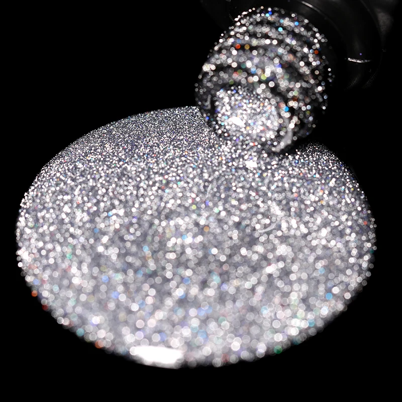 UR SUGAR 7.5ML Silver Reflective Glitter Nail Gel Polish Sparkling Semi Permanent UV Gel Varnish For Nail Art Design