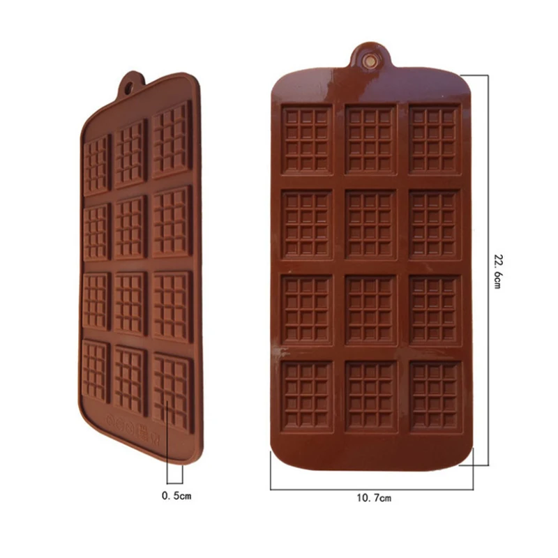 1PCS Silicone Mold 12 Cells Chocolate Mold Fondant Patisserie Candy Bar Mould Cake Mode Decoration Kitchen Baking Accessories