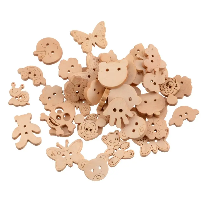 20PCs Teddy Bear Charms 2 Holes Wood Sewing Buttons buttons Children\'s Garment Sewing Notions