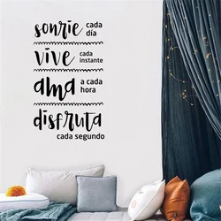 Smile Everyday Live Quote Wall Decal Spanish Art Vinyl Decal Decor Living Room Bedroom Removable Sticker Mural