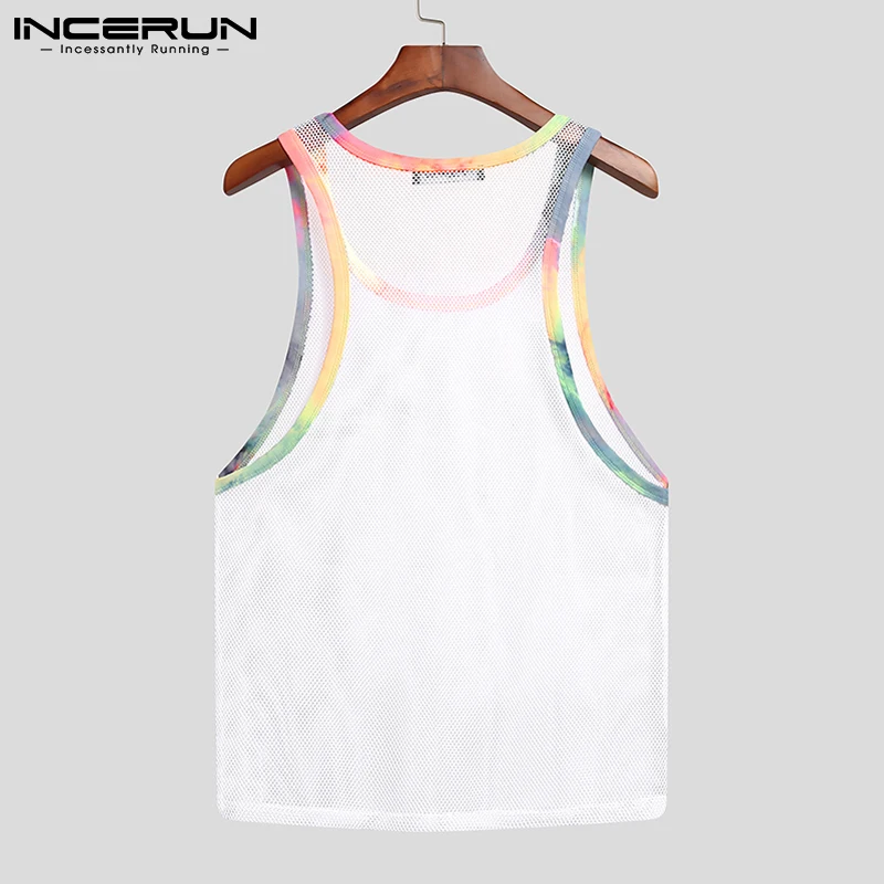 INCERUN-Tops de Tanques de Malha Masculina, Streetwear Sem Mangas, Coletes Casuais Sexy, Tops Transparentes Respiráveis, 5XL, Verão, 2023