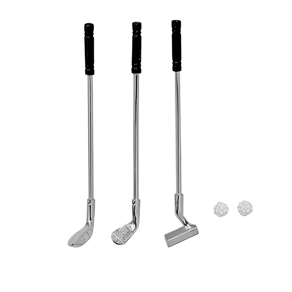 3Pcs 1/12 Dollhouse Miniature Accessories Mini Metal Golf Club with Ball Model Toys for Doll House Decoration