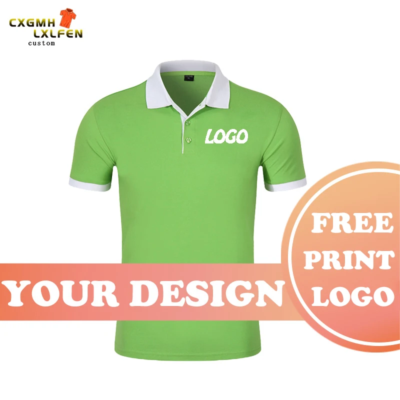 13 colors summer color matching lapel short-sleeved shirt POLO shirt custom LOGO printing DIY brand text