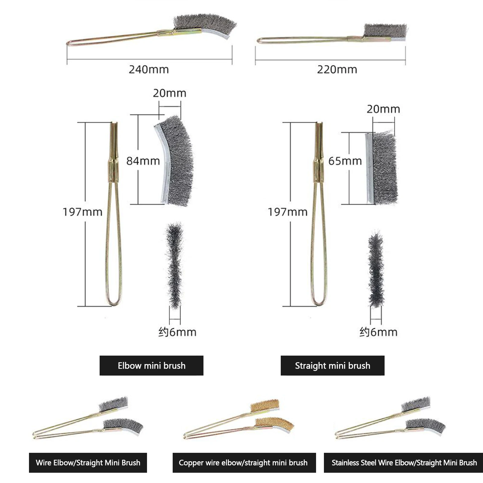 Steel Wire Brush Barbecue Cleaning Stainless Steel Wire Iron Brush Small Steel Copper Brush Derusting Brushsteel Wire Brush