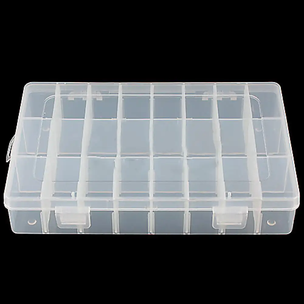 NEW 24 Grid Rectangle Plastic Jewelry Box Compartment Storage Box Case Jewelry Earring Bead Craft Display Container Organizer